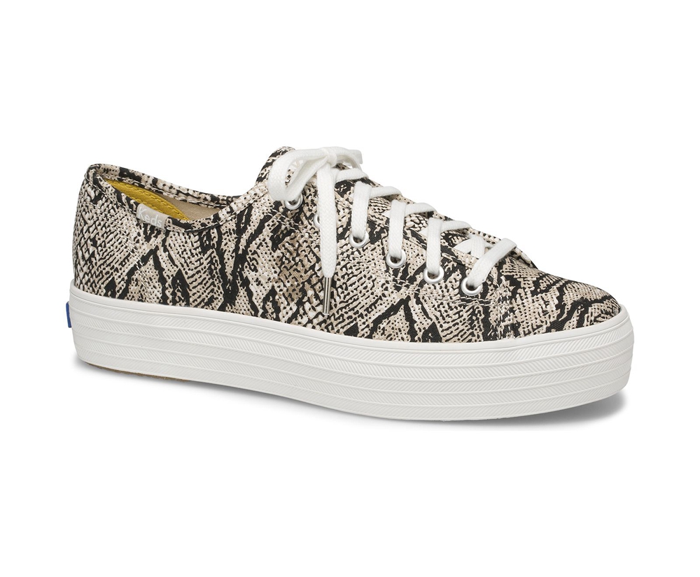 Keds Sneaker Damen Weiß/Schwarz - Triple Kick Snake - FHZ-834526